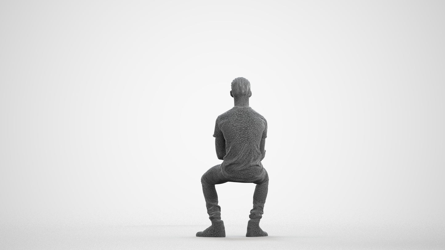 3D human model boy casual kids, photogrammetry scanned person for archviz, wireframe front view