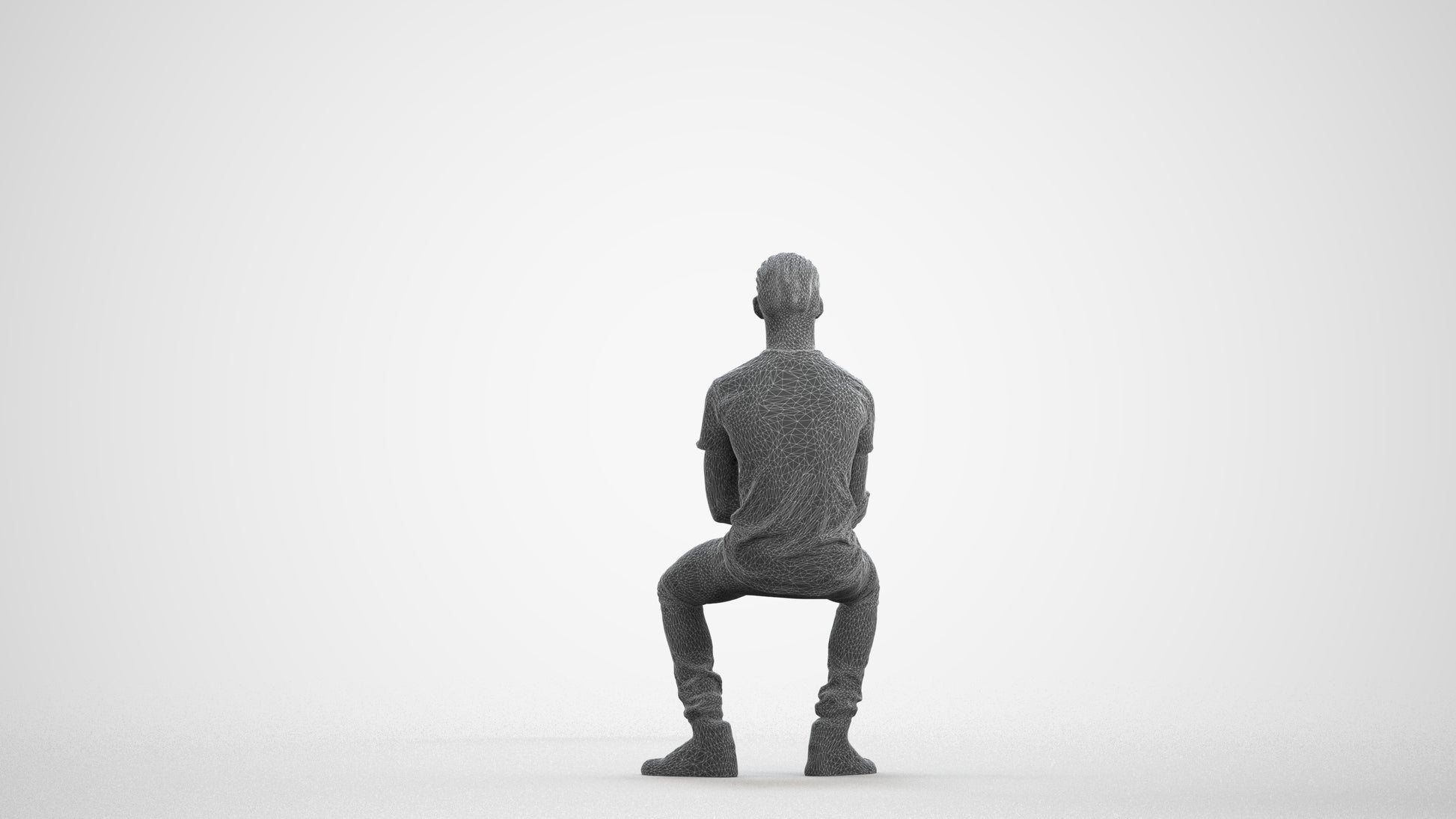 3D human model boy casual kids, photogrammetry scanned person for archviz, wireframe front view