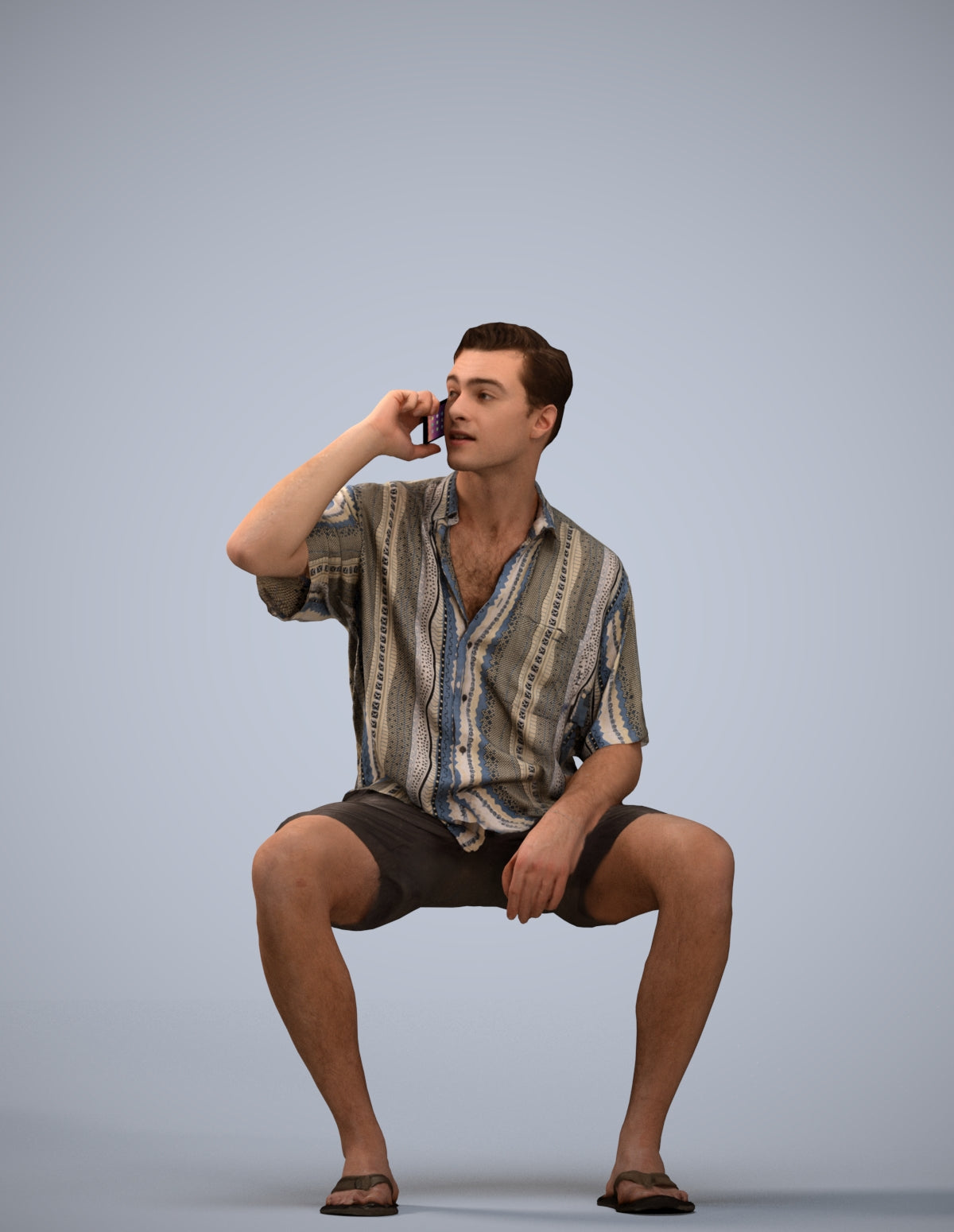 scanned 3D man casual sitting, photogrammetry people for Enscape and V-Ray