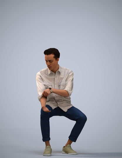 realistic 3D people man casual sitting, render-ready for V-Ray and Corona, FBX OBJ