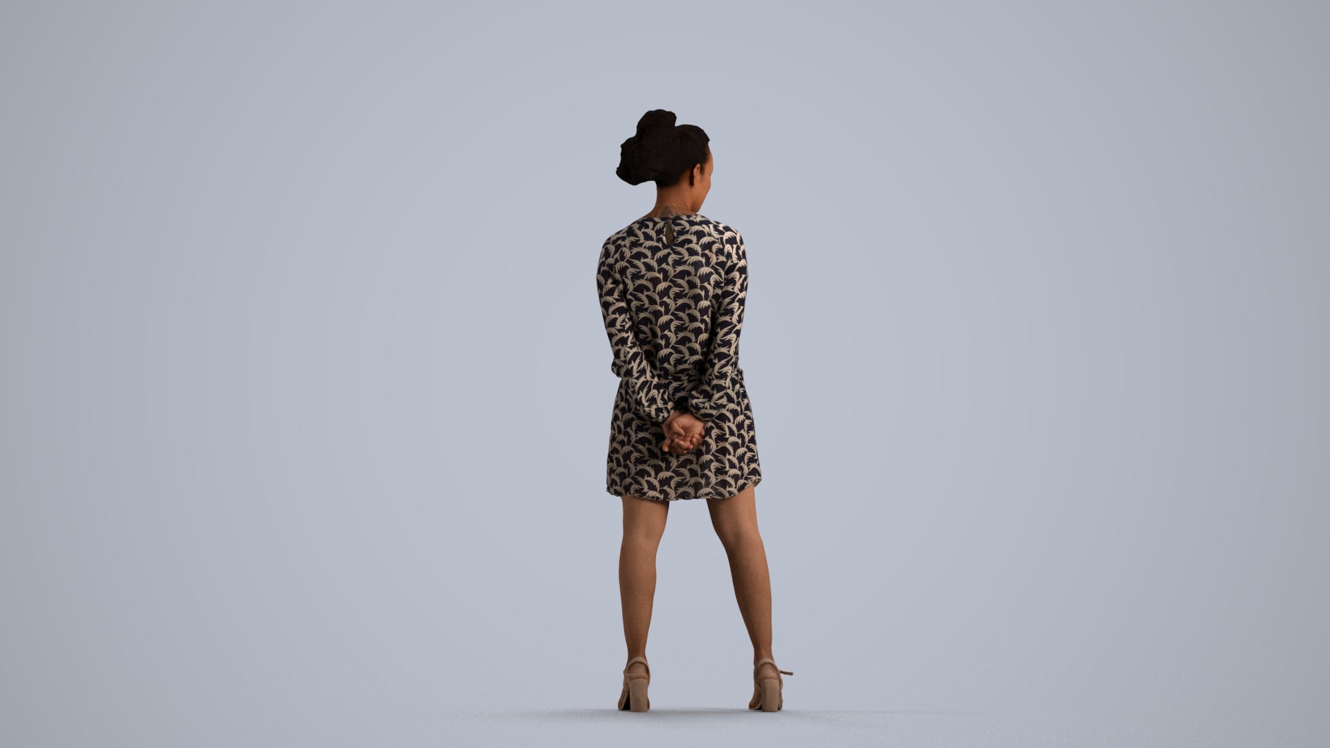 3D people model woman casual standing, scanned human for 3ds Max rendering, front view render