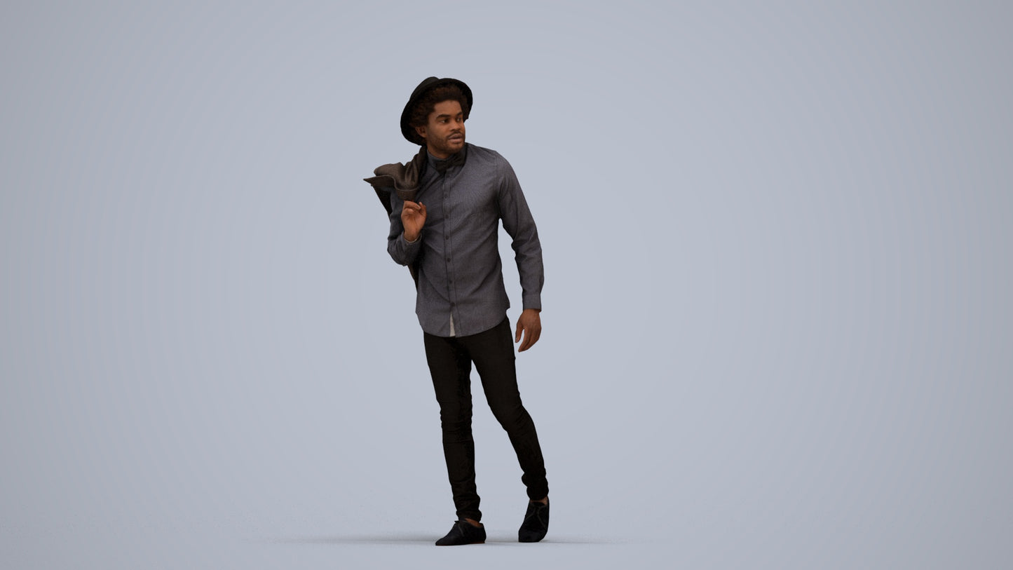realistic 3D people man casual standing, render-ready for V-Ray and Corona, FBX OBJ, standing pose render