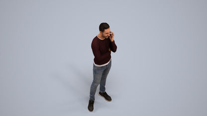 3D human model man casual standing, photogrammetry scanned person for archviz, back view render
