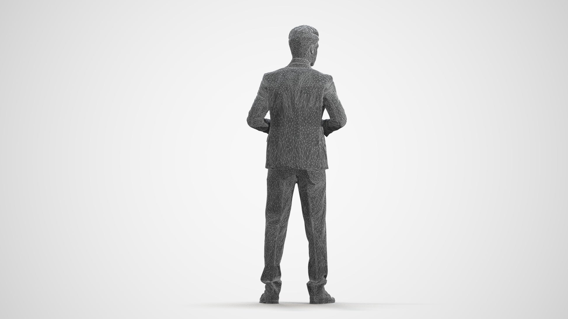 realistic 3D people man business, render-ready for V-Ray and Corona, FBX OBJ, wireframe front view