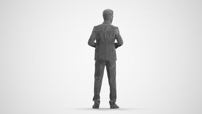 realistic 3D people man business, render-ready for V-Ray and Corona, FBX OBJ, wireframe front view