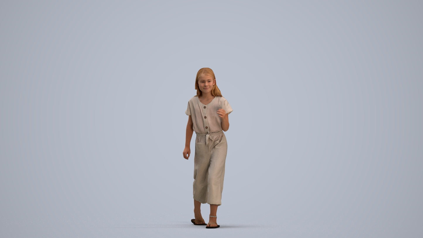 realistic 3D people girl kids, render-ready for V-Ray and Corona, FBX OBJ, standing pose render