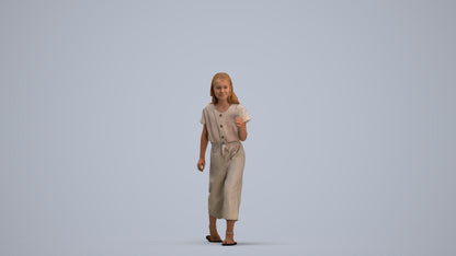realistic 3D people girl kids, render-ready for V-Ray and Corona, FBX OBJ, standing pose render