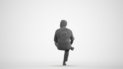 photogrammetry 3D man casual sitting, realistic human model archviz FBX, wireframe front view