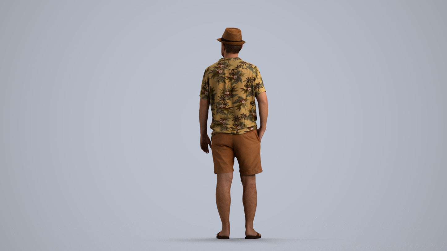 scanned 3D man standing, photogrammetry people for Enscape and V-Ray, front view render