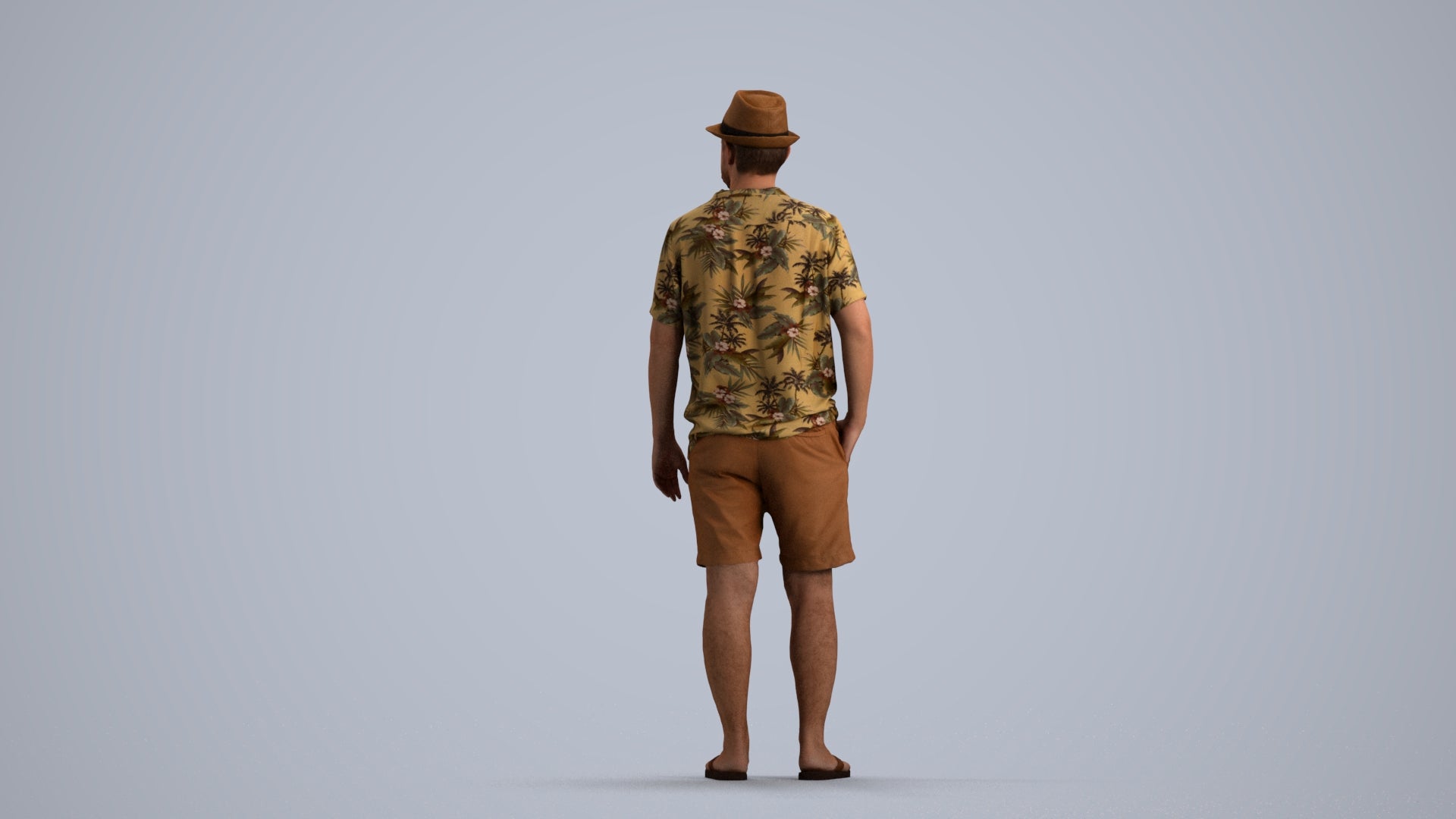 scanned 3D man standing, photogrammetry people for Enscape and V-Ray, front view render
