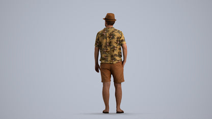 scanned 3D man standing, photogrammetry people for Enscape and V-Ray, front view render