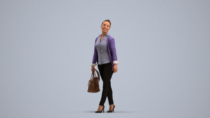 realistic 3D human woman business walking, archviz people FBX OBJ for Blender, standing pose render