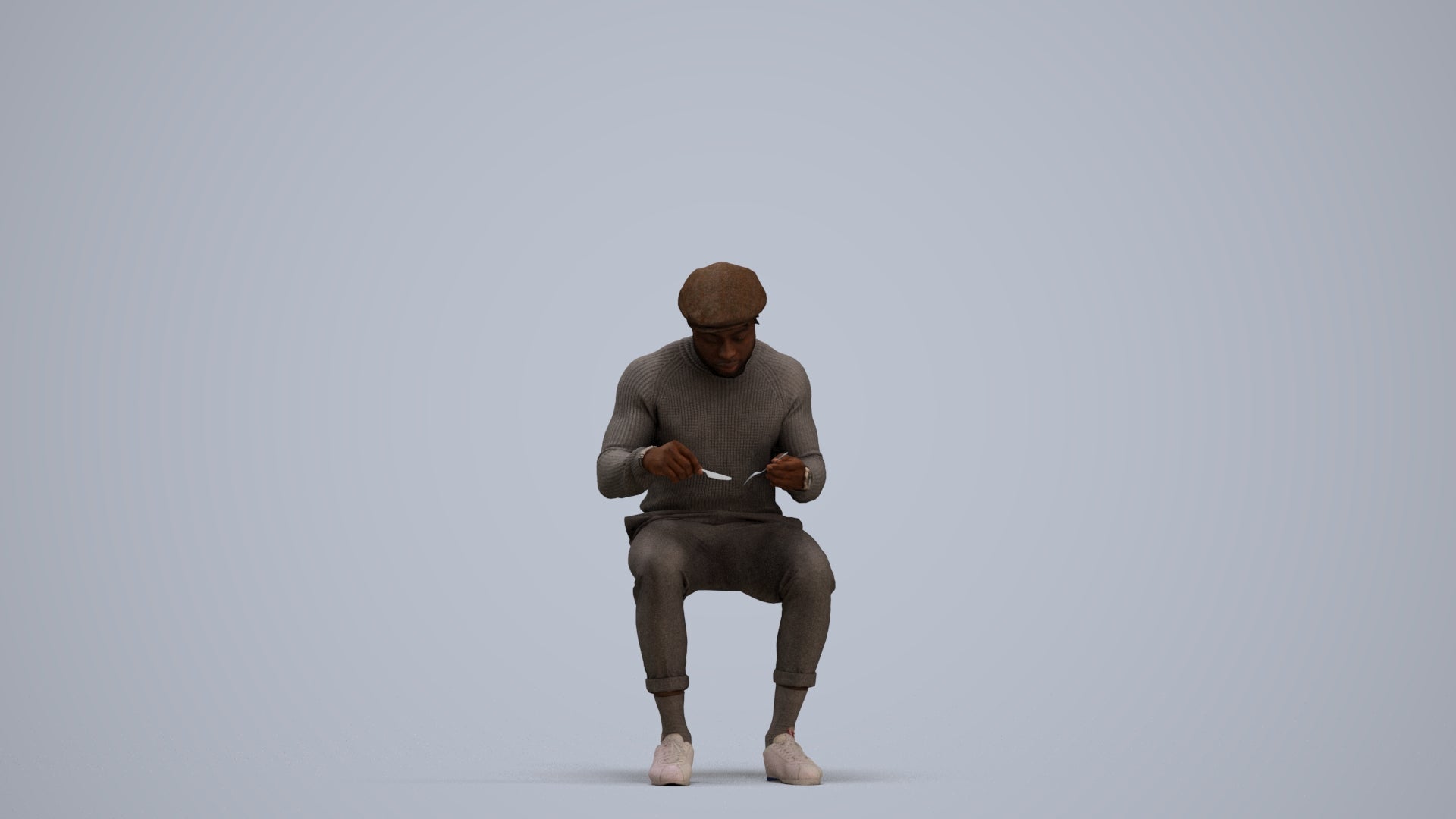 realistic 3D man casual sitting, scanned archviz people for Blender and 3ds Max, standing pose render