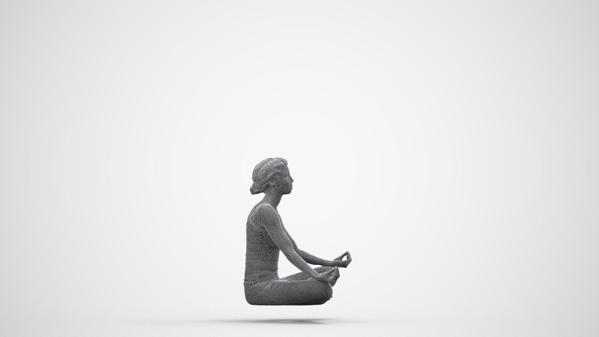 3D human model woman sport, photogrammetry scanned person for archviz, wireframe side view