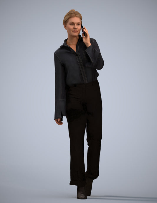 scanned 3D woman business walking, photogrammetry people for Enscape and V-Ray