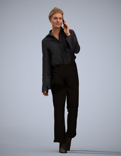 scanned 3D woman business walking, photogrammetry people for Enscape and V-Ray