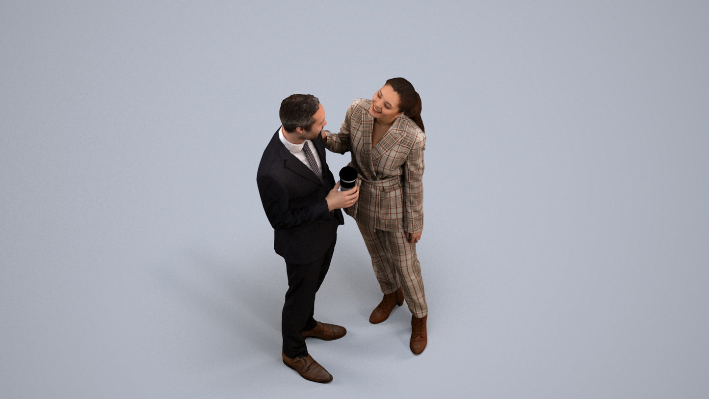 realistic 3D human woman formal business, archviz people FBX OBJ for Blender, back view render