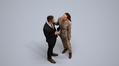 realistic 3D human woman formal business, archviz people FBX OBJ for Blender, back view render