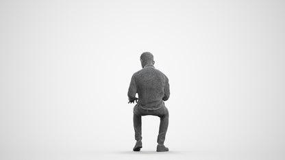 3D scanned man business, photorealistic archviz people for Enscape and SketchUp, wireframe front view