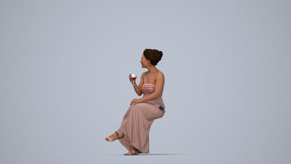 photogrammetry 3D woman casual sitting, realistic human model archviz FBX, top-down view render
