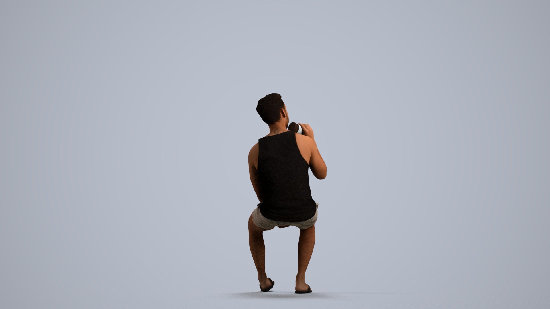 scanned 3D man casual sitting, photogrammetry people for Enscape and V-Ray, front view render