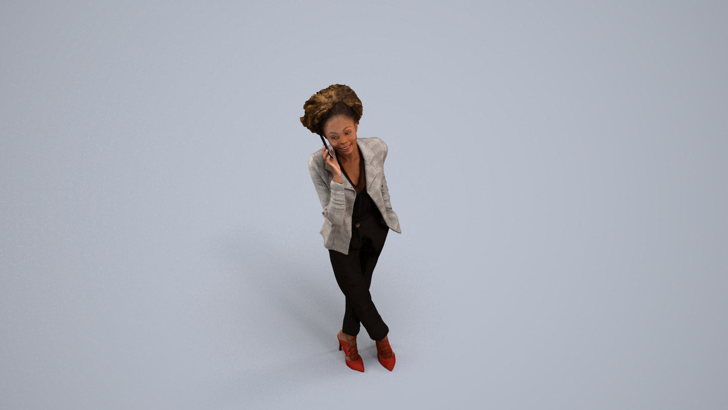 realistic 3D woman business standing, scanned archviz people for Blender and 3ds Max, back view render