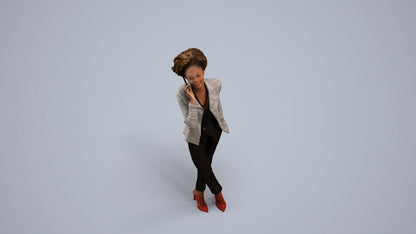 realistic 3D woman business standing, scanned archviz people for Blender and 3ds Max, back view render