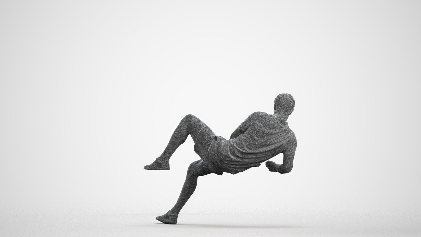 3D human model man casual sitting, photogrammetry scanned person for archviz, wireframe front view