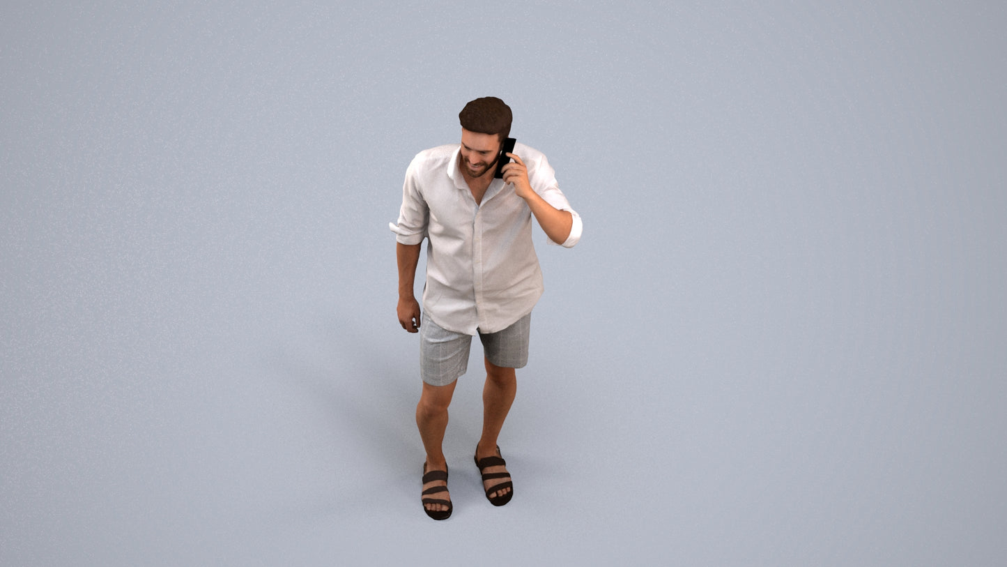 scanned 3D man casual standing, photogrammetry people for Enscape and V-Ray, back view render