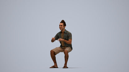 scanned 3D man casual sitting, photogrammetry people for Enscape and V-Ray, top-down view render