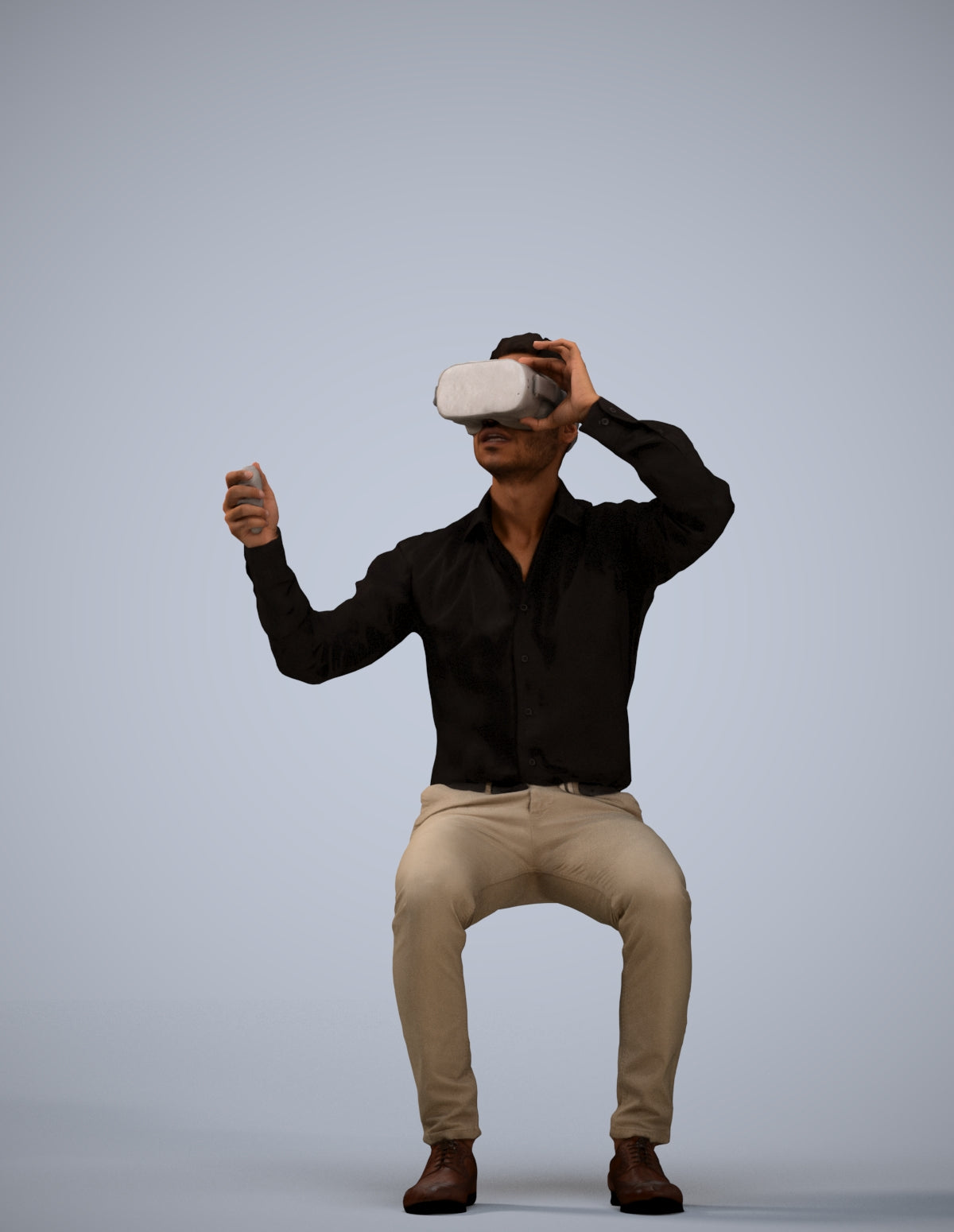 realistic 3D people man business sitting, render-ready for V-Ray and Corona, FBX OBJ
