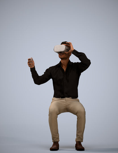realistic 3D people man business sitting, render-ready for V-Ray and Corona, FBX OBJ