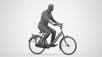 realistic 3D man business cycling, scanned archviz people for Blender and 3ds Max, wireframe side view