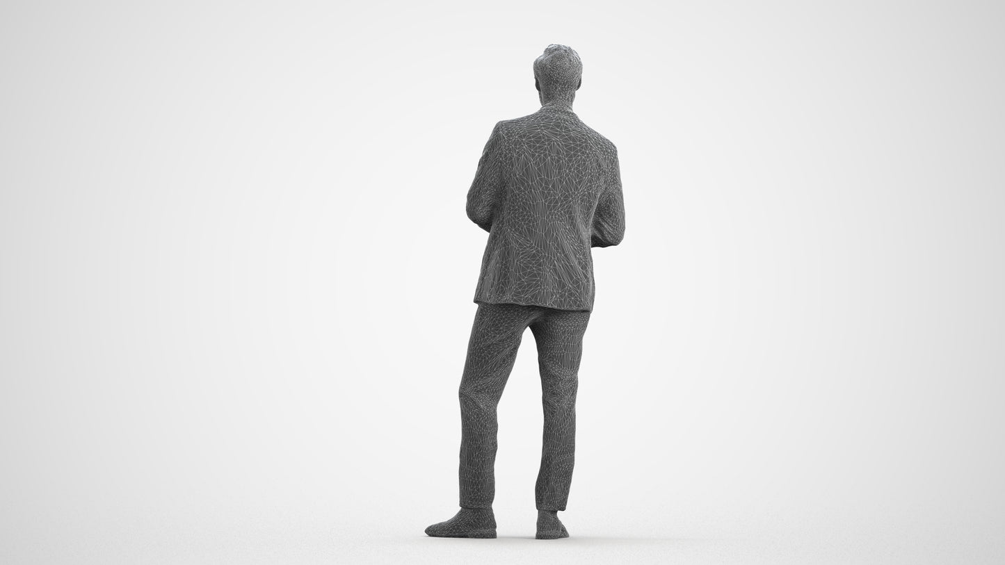 scanned 3D man formal formalaffairs, photogrammetry people for Enscape and V-Ray, wireframe front view