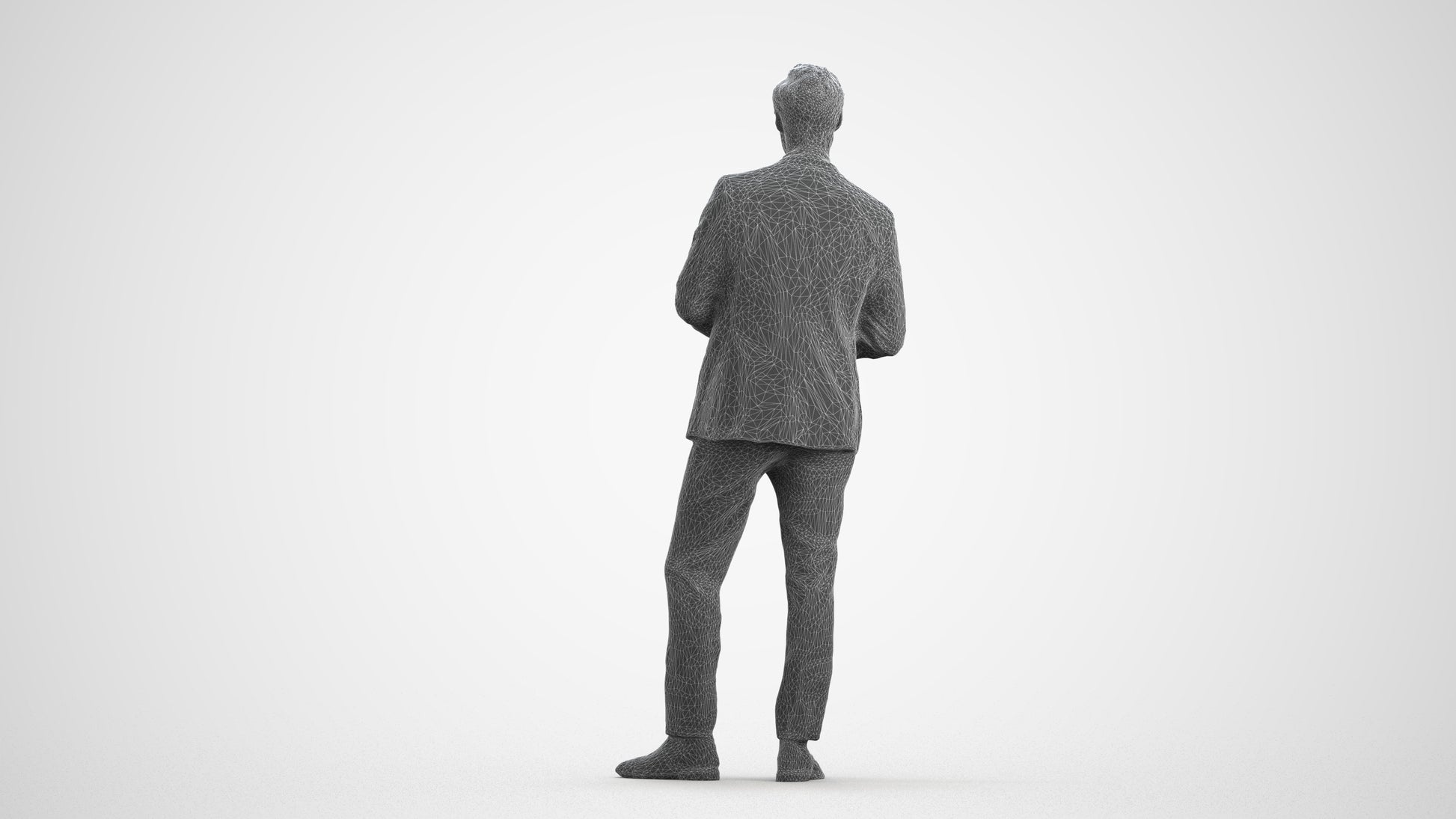 scanned 3D man formal formalaffairs, photogrammetry people for Enscape and V-Ray, wireframe front view
