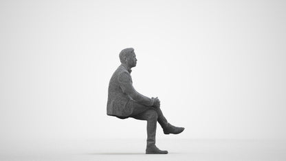3D people model man business, scanned human for 3ds Max rendering, wireframe side view