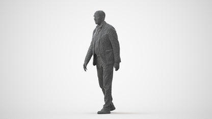 3D scanned senior man walking business, photorealistic archviz people for Enscape and SketchUp, square thumbnail