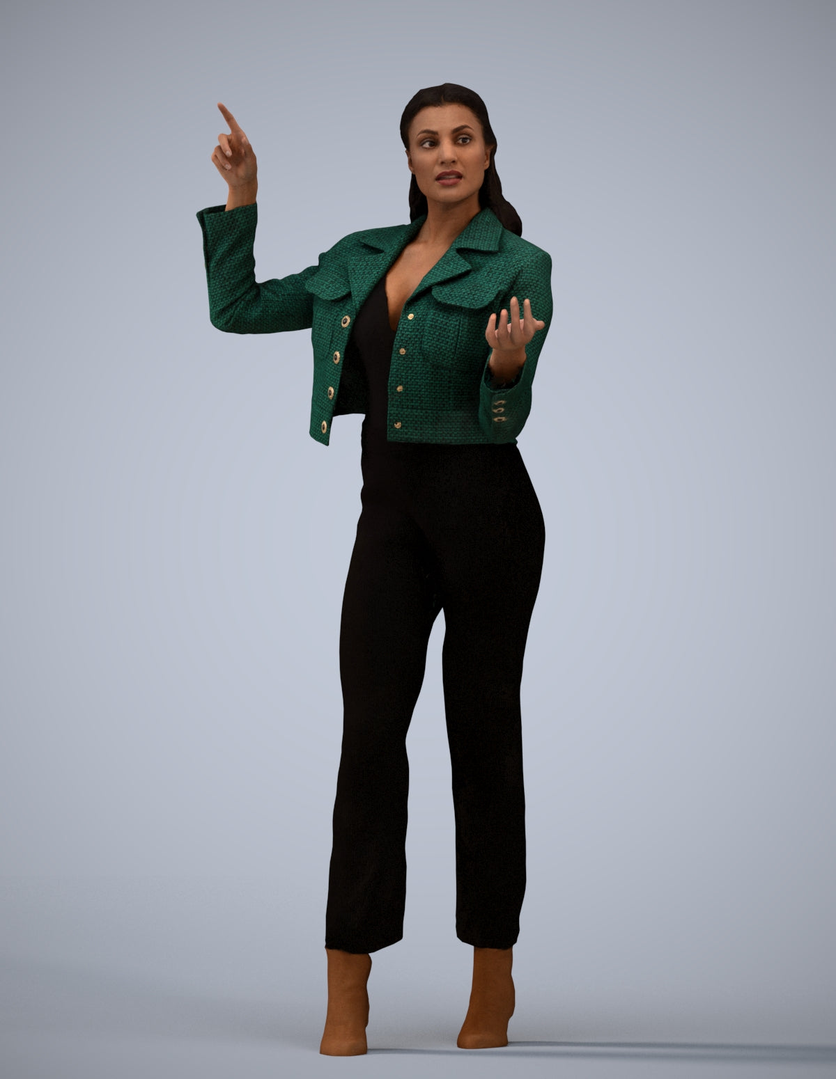 3D scanned woman standing business, photorealistic archviz people for Enscape and SketchUp