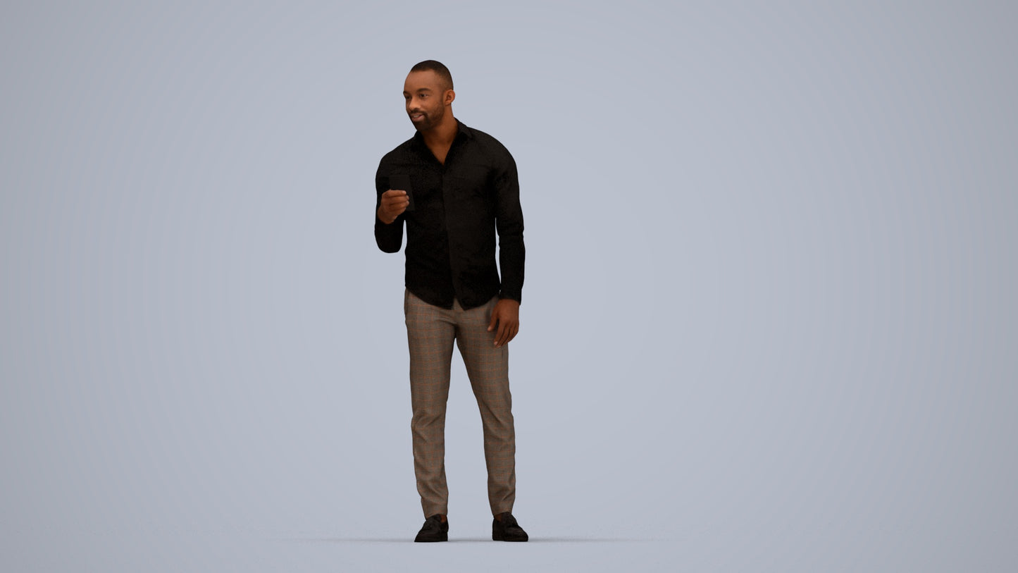 photogrammetry 3D man business standing, realistic human model archviz FBX, top-down view render