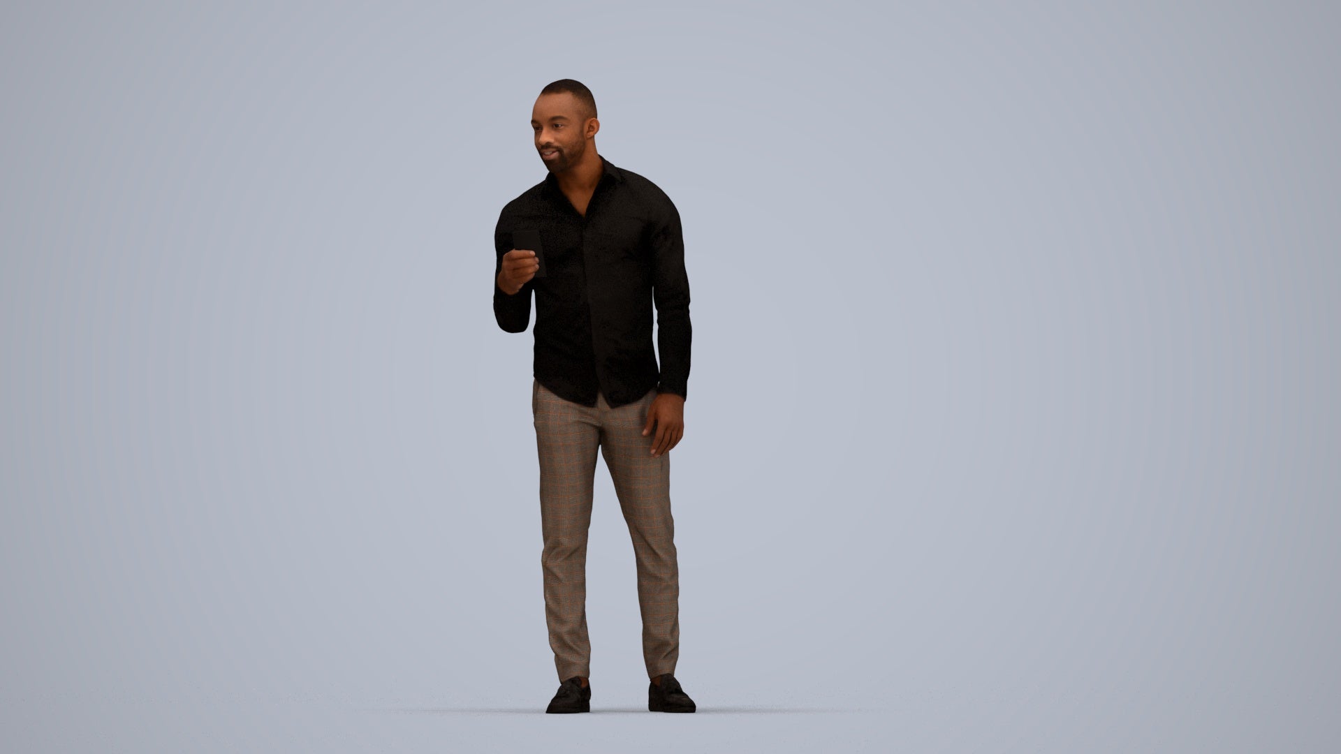 photogrammetry 3D man business standing, realistic human model archviz FBX, top-down view render