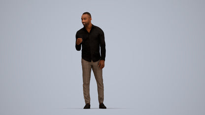 photogrammetry 3D man business standing, realistic human model archviz FBX, top-down view render