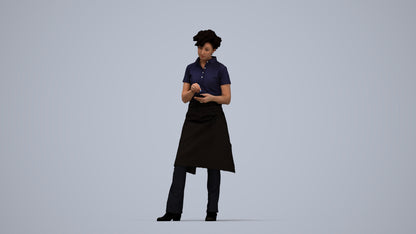 3D scanned woman hospitality, photorealistic archviz people for Enscape and SketchUp, top-down view render