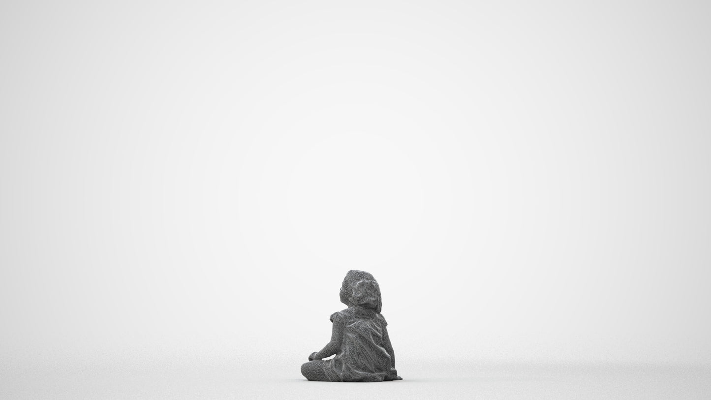 3D human model girl casual kids, photogrammetry scanned person for archviz, square thumbnail