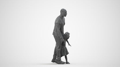 realistic 3D human girl casual kids, archviz people FBX OBJ for Blender, wireframe side view