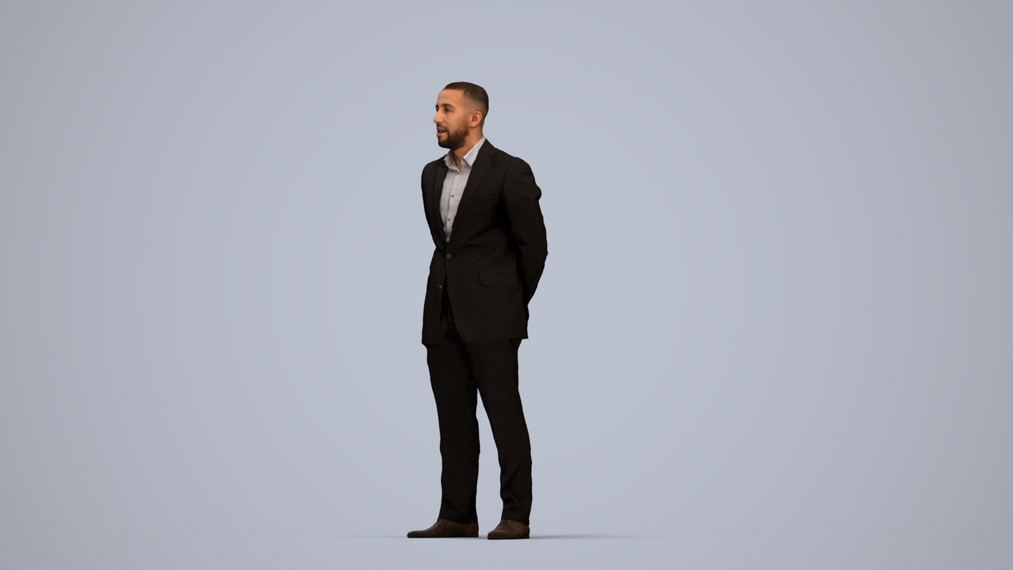 3D scanned man business, photorealistic archviz people for Enscape and SketchUp, top-down view render