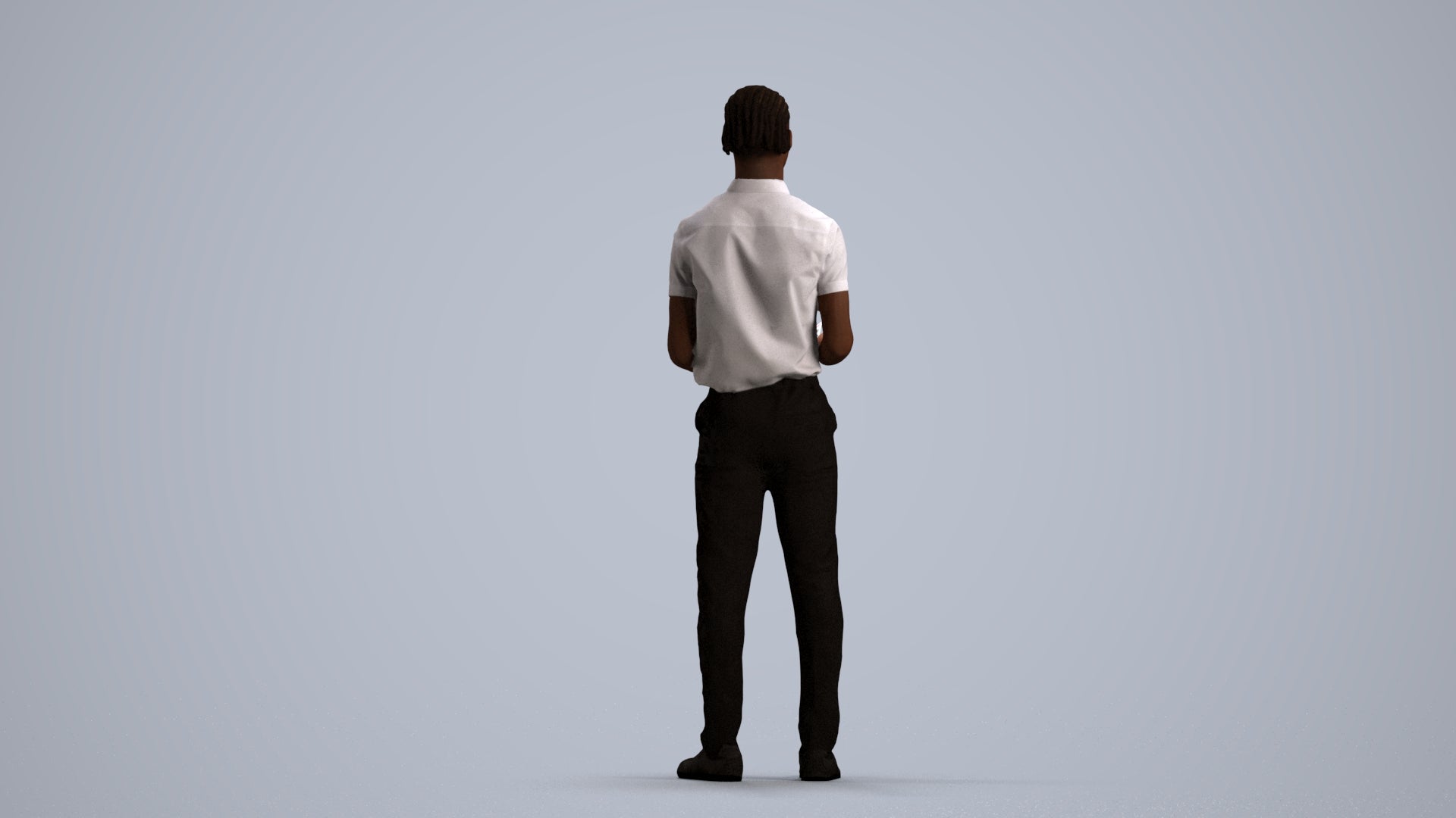 realistic 3D boy hospitality, scanned archviz people for Blender and 3ds Max, front view render