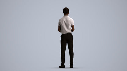 realistic 3D boy hospitality, scanned archviz people for Blender and 3ds Max, front view render