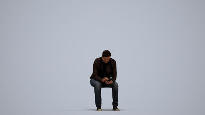 realistic 3D human man casual sitting, archviz people FBX OBJ for Blender, standing pose render