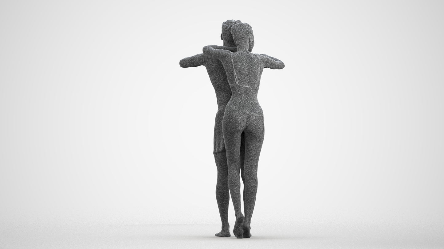 3D scanned man pool, photorealistic archviz people for Enscape and SketchUp, wireframe front view