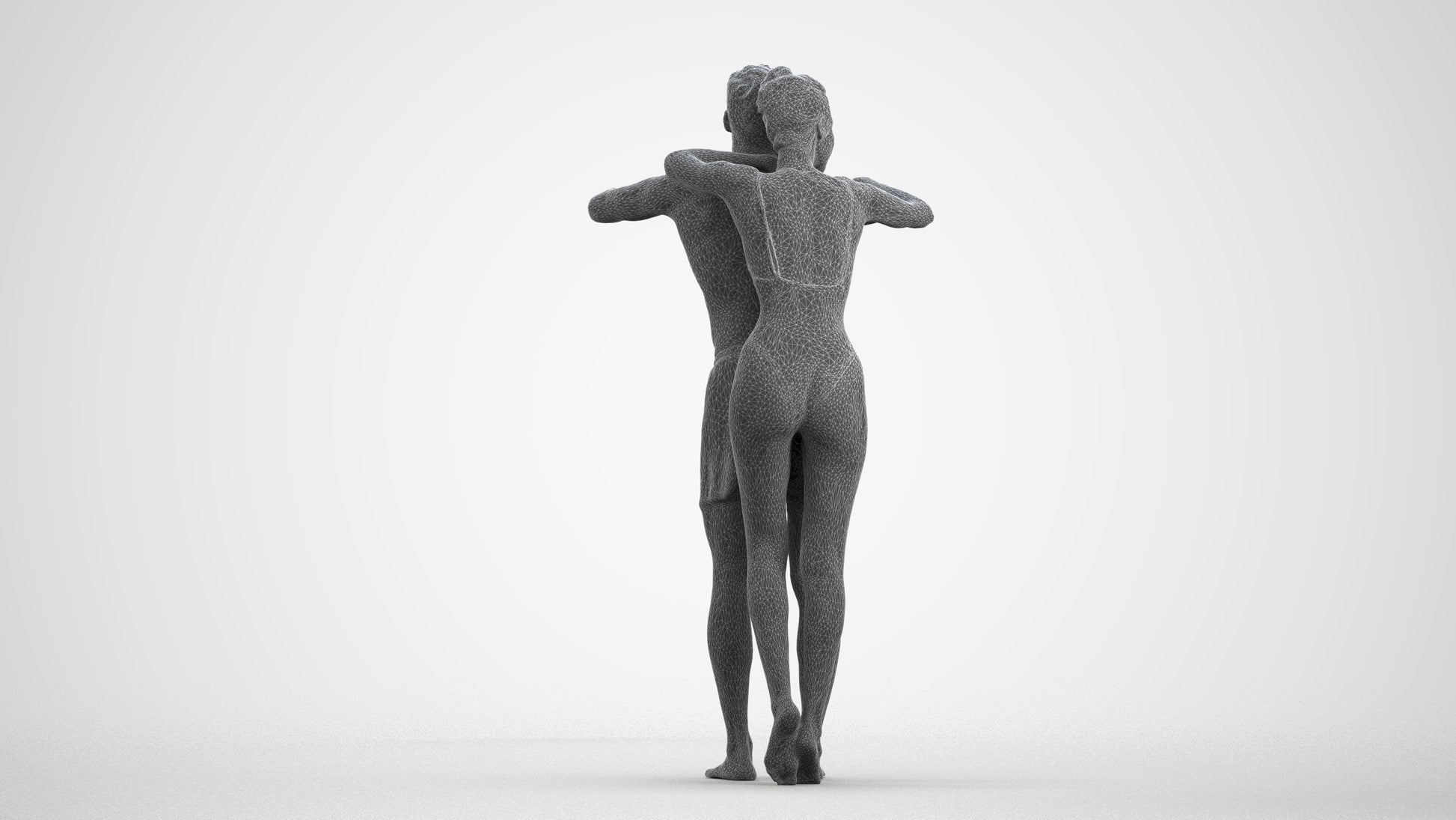 3D scanned man pool, photorealistic archviz people for Enscape and SketchUp, wireframe front view